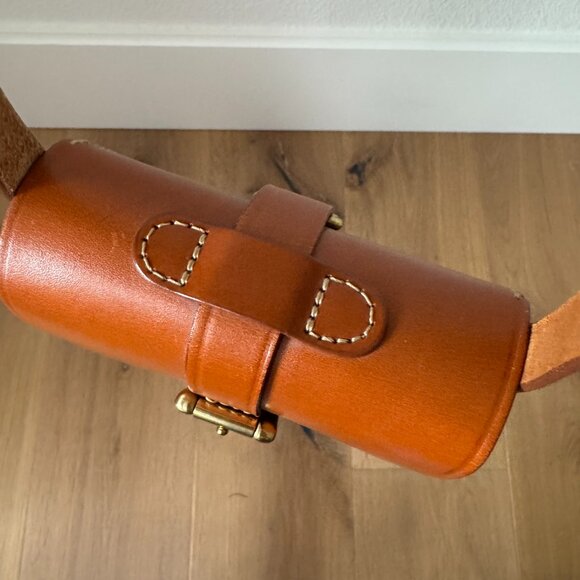 Joan David Small Leather Crossbody Camera Bag – Real Brass Hardware, Boho Chic - Picture 6 of 15